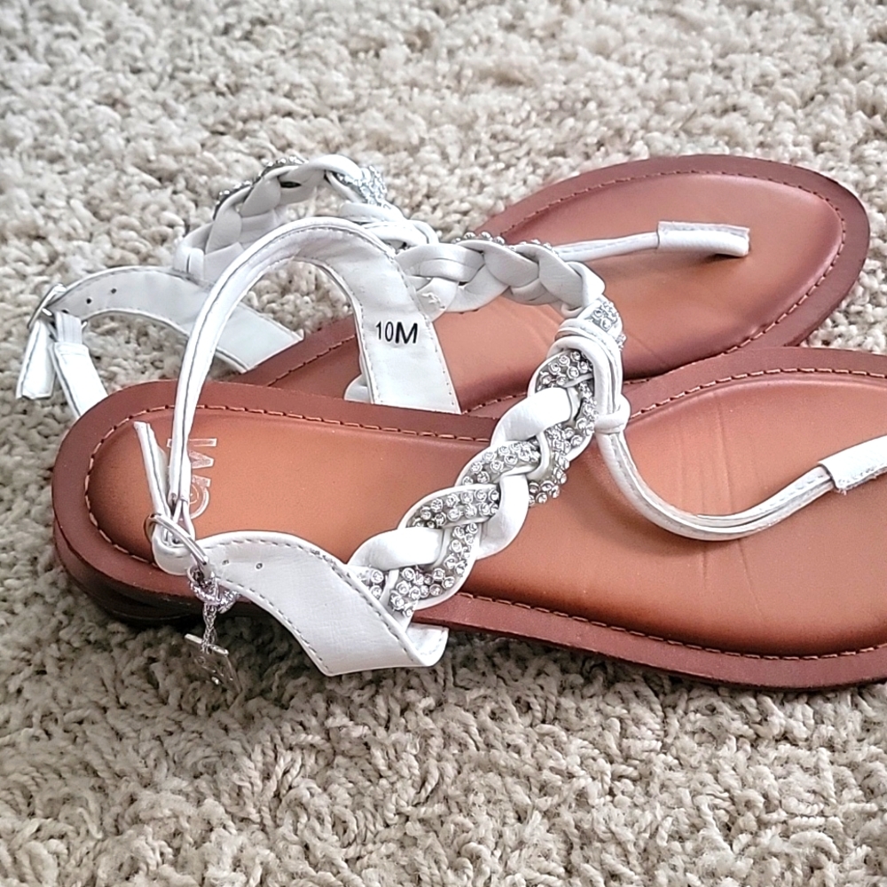 White Rhinestone Sandals - Picture 2 of 5
